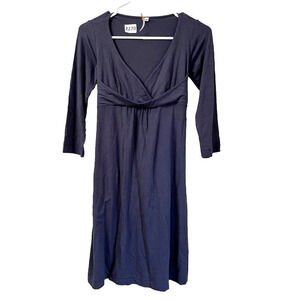 Ric Rac Womens Black Dress 3/4 Sleeve Pleated A-Line Belted Small Tie Back